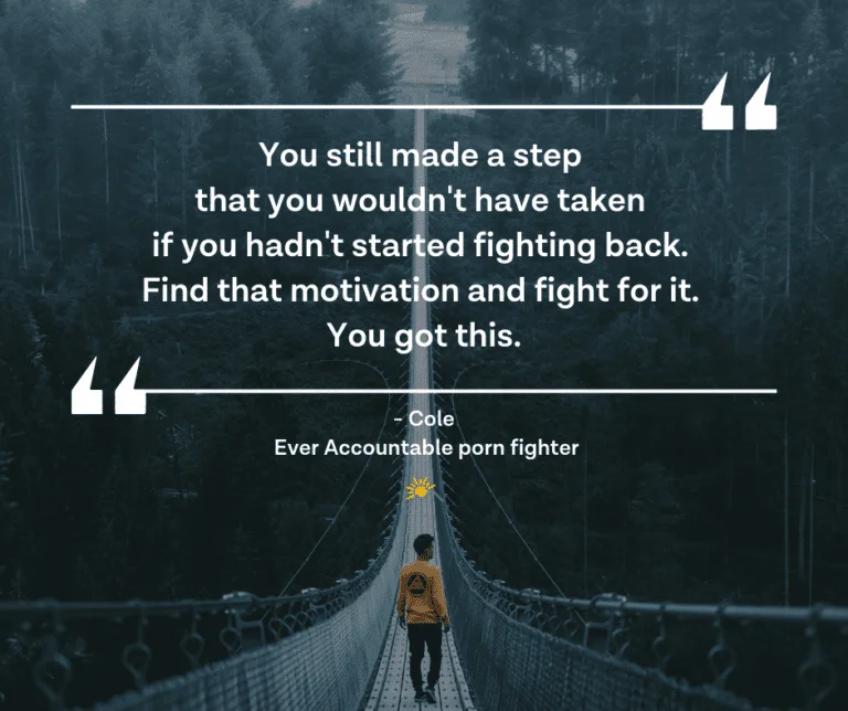 Guy walking a rope bridge, recovery from accidental childhood exposure to porn