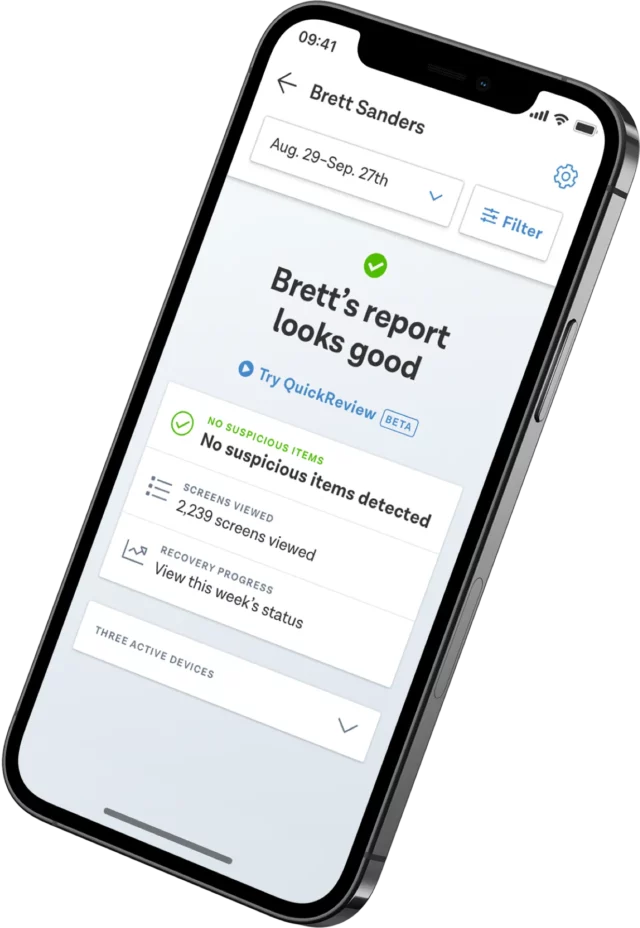 Weekly accountability report on an iPhone
